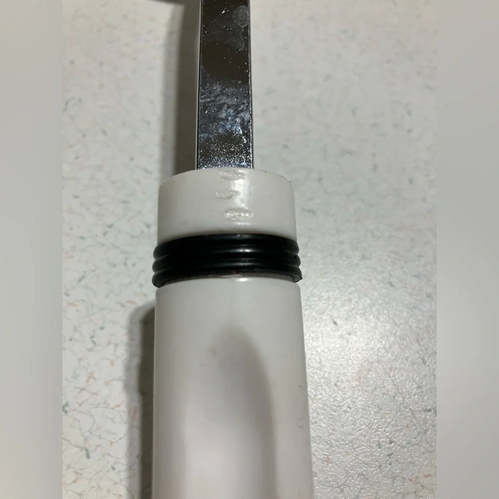 Slotted Metal Spatula Turner Flipper White Melamine Handle 13.5” Vintage